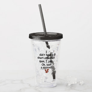 Kort uppmärksamhet spänner över ekorreordstäv take away mugg