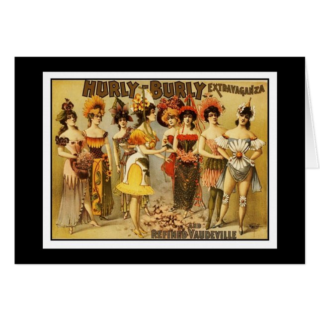 Kort Vintage Dansflickor (Framsidan Horizontal)