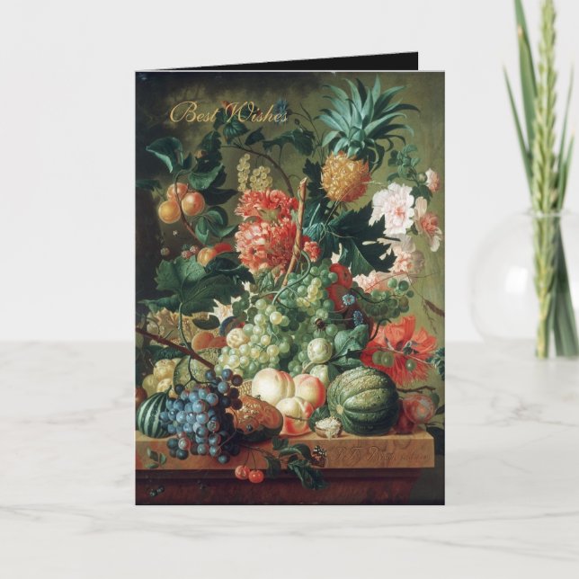 Kort Vintagekonst Stilleben Blommor Med Frukt (Framsida)