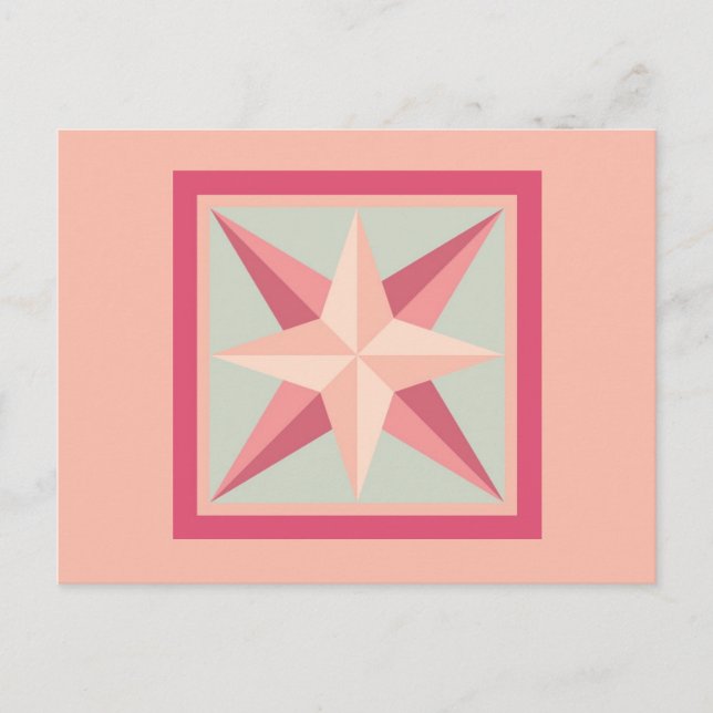 Kort vykort - Avfasad stjärna (rosa/grått) (Framsida)