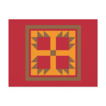 Kort vykort - Blocket Tass (guld, rött, brunt)