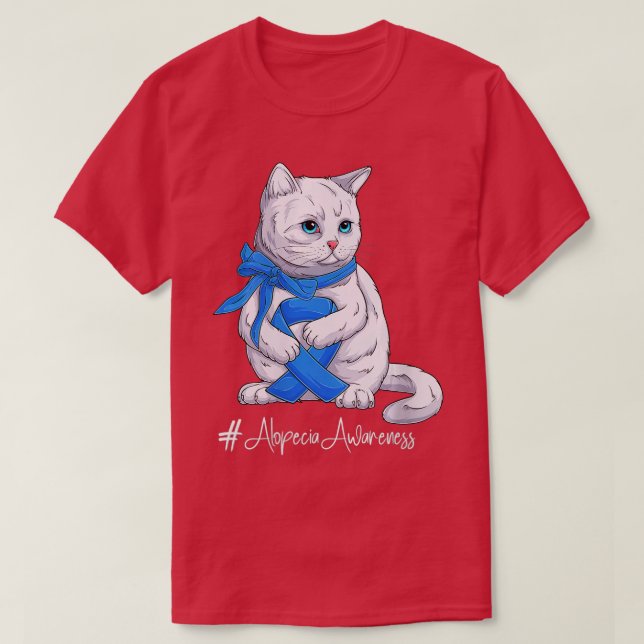 Kortare Alopeci Medeness Month Blue Ribbon Cat VN T Shirt (Design framsida)