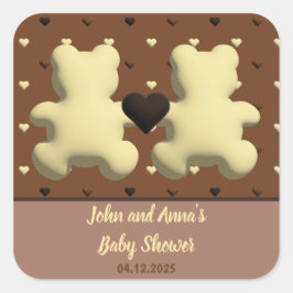 Kortare för tuggdusch i tuggreglagg av tuggchoklad fyrkantigt klistermärke