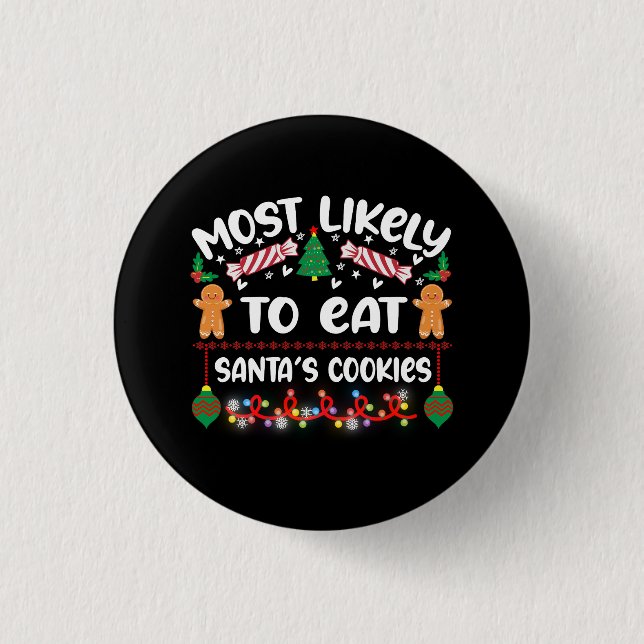 Kortare julbadges Santas Cookies Quote Knapp (Framsida)
