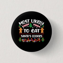 Kortare julbadges Santas Cookies Quote Knapp