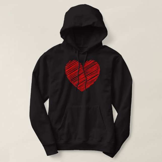 Kortärmad Red Heart Valentine Day Women Girls Hoodie (Design framsida)