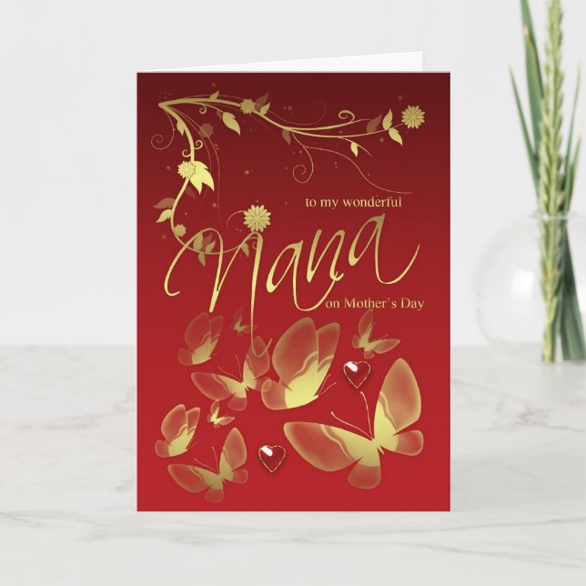 Kortblommor och fjärilar från Nana Mors dag Kort (Framsida)
