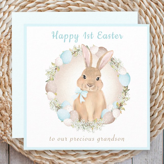 Kortbunny för första Påsk, Påsk-barnkort Kort (1st Easter card bunny, grandson Easter card)