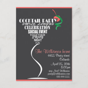 Kortdesign för Cocktail Party-inbjudan Inbjudan Vykort