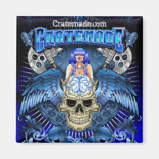 Kortemad fyrkantsmagnet för Winged Skull-design Magnet