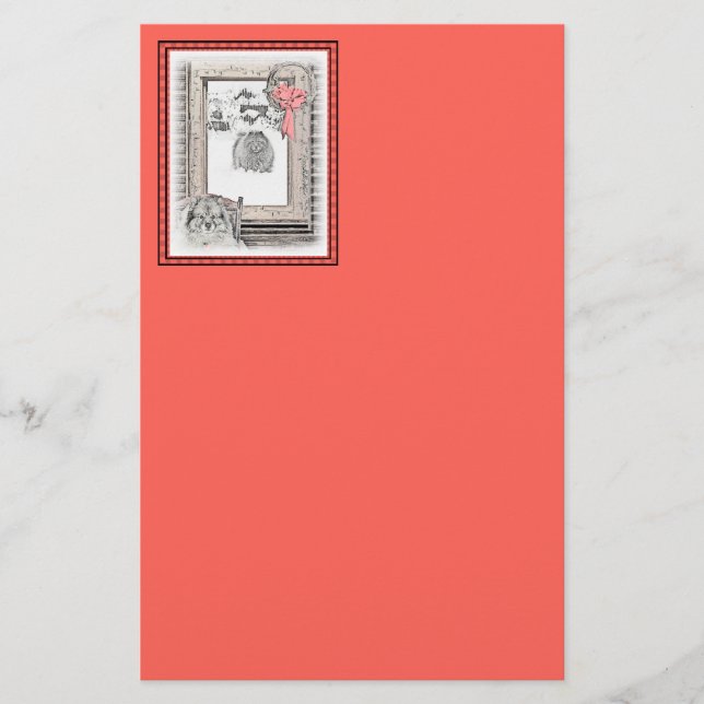 Korteshond Julvinter-målning - Hund Brevpapper (Framsida)