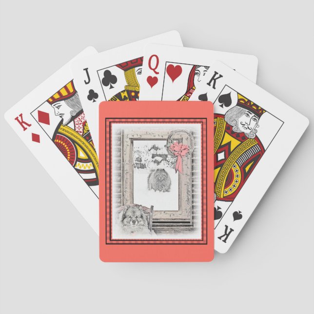 Korteshond Julvinter-målning - Hund Casinokort (Baksidan)