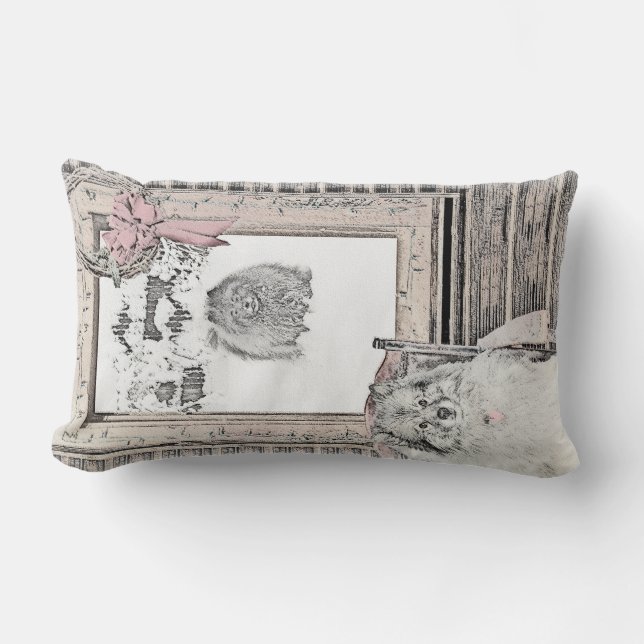 Korteshond Julvinter-målning - Hund Lumbarkudde (Framsida)