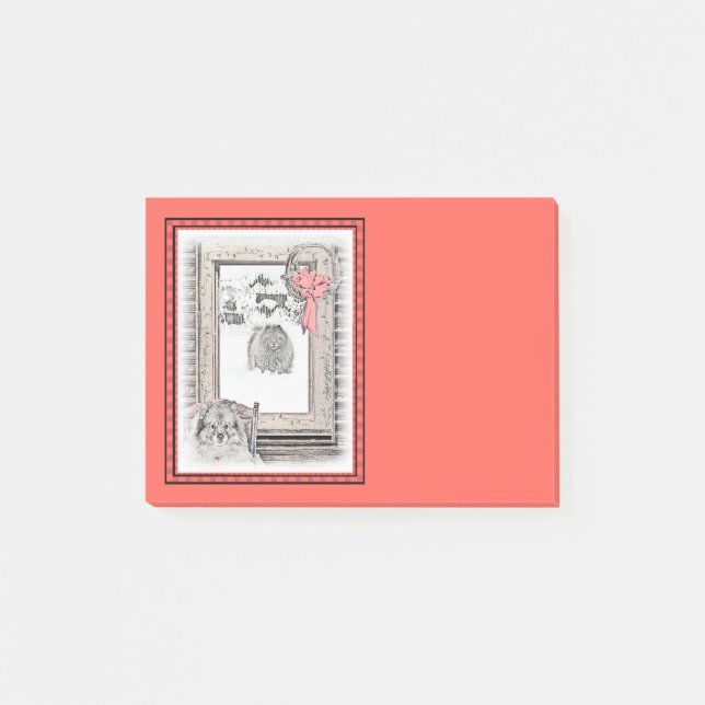 Korteshond Julvinter-målning - Hund Post-it Block (Framsida)