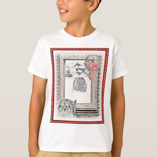 Korteshond Julvinter-målning - Hund T Shirt (Framsida)