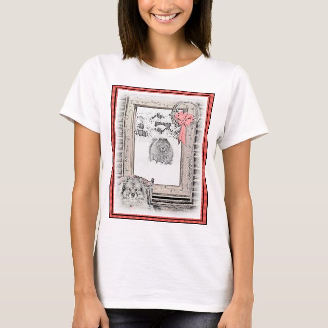 Korteshond Julvinter-målning - Hund T Shirt (Framsida)