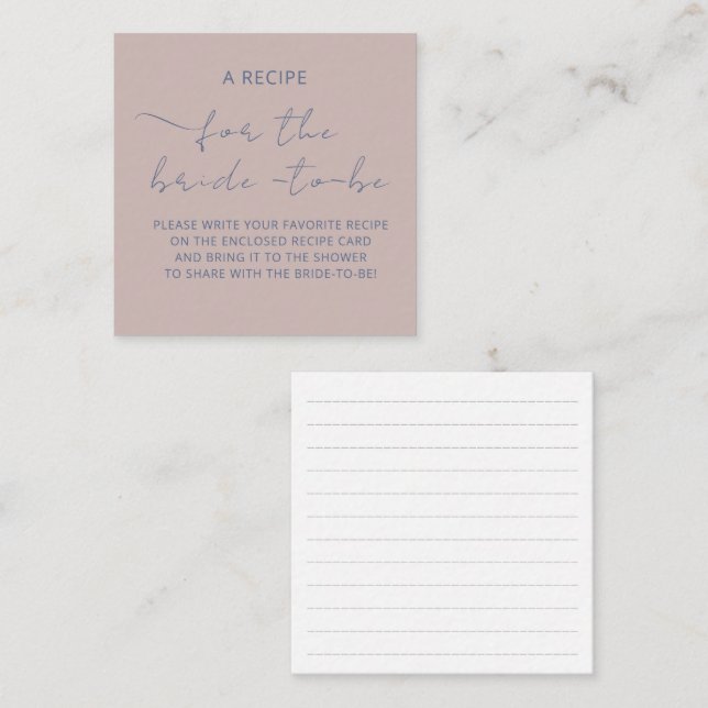 Kortet "A RECIPE" för brudduschen Tilläggskort (Fram/baksida)
