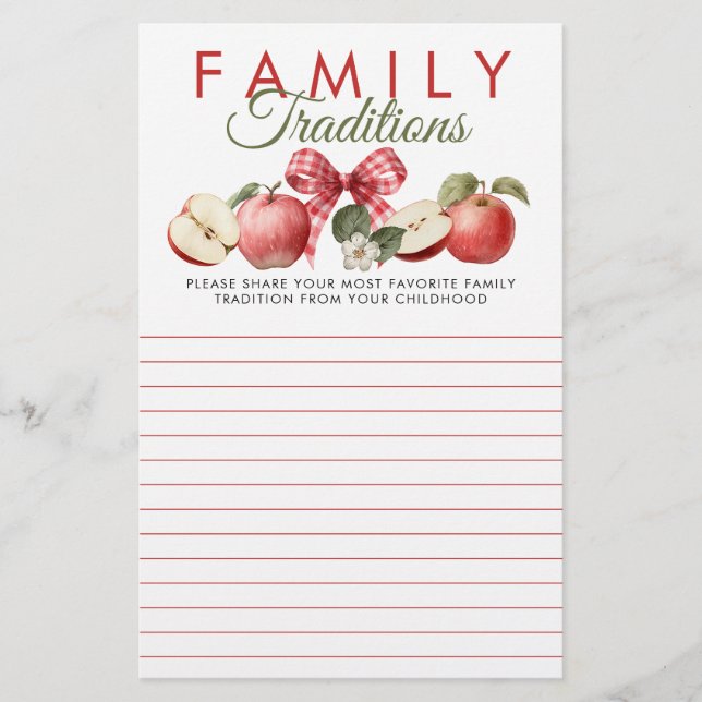 Kortet Apple & Gingham Baby Shower Family Traditio (Framsida)
