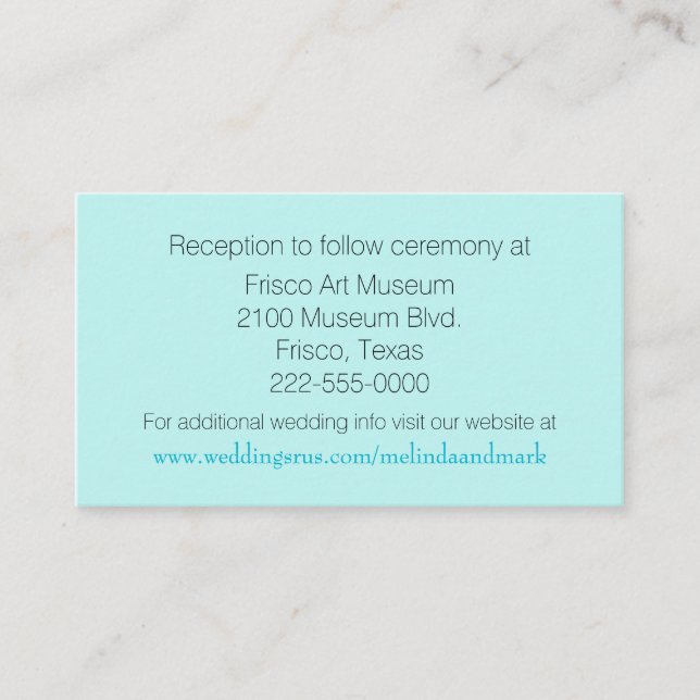 Kortet Aquamarine Bröllop Tilläggskort (Framsida)