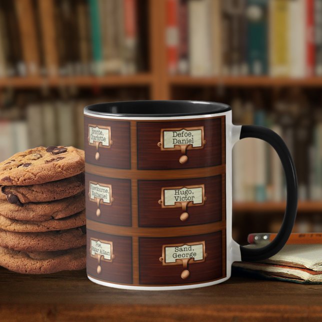 Kortet bibliotek Bokar läser Kaffemugg (Skapare uppladdad)