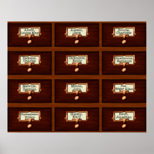 Kortet bibliotek Bokar läser Poster