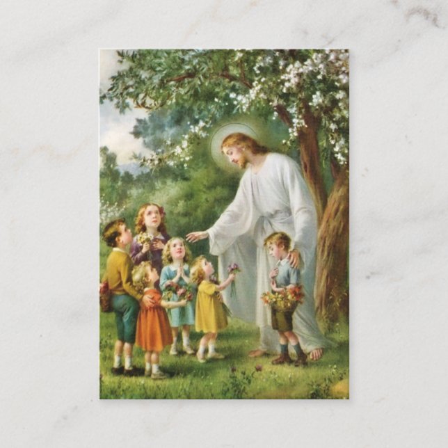 Kortet "Blessings Children" för katolska föräldrar Visitkort (Framsida)