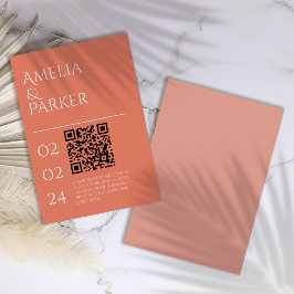 Kortet Bröllop för minimalistisk Orange Tilläggskort