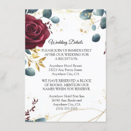 Kortet Burgundy Ro sommar Bröllop Vår Tilläggskort