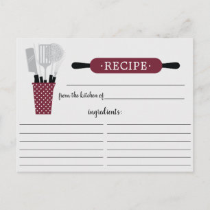 Kortet Burgundy Rolling Pin Kitchen Verktyg Recipe Vykort
