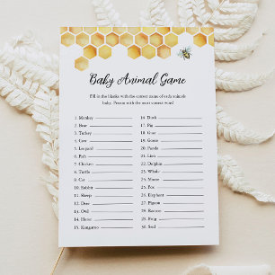Kortet CALLA Bee Baby djur Baby Shower Game Card Inbjudningar