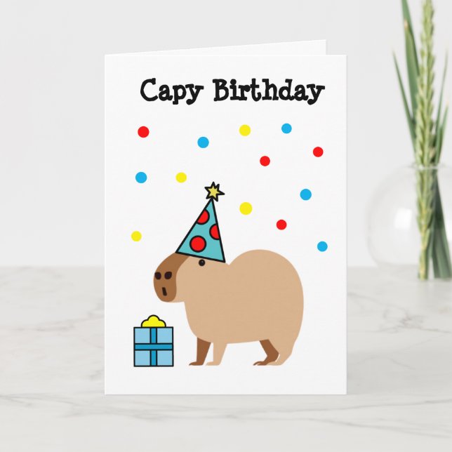 Kortet Capybara Birthday Card, mappat hälsningskor Kort (Framsida)