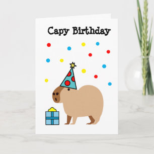 Kortet Capybara Birthday Card, mappat hälsningskor Kort