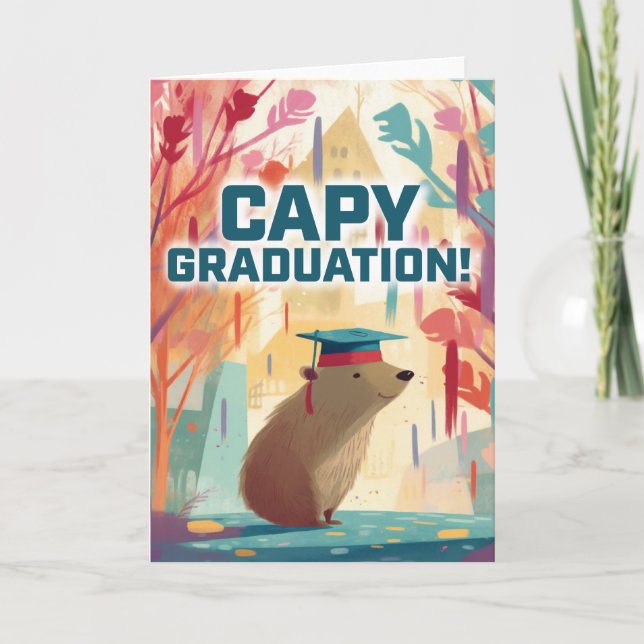 Kortet Capybara "Capy" Studenten Greeting Card Inbjudan (Framsida)