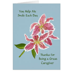 Kortet Caregiver Card med Stargazer Lilies Hälsningskort