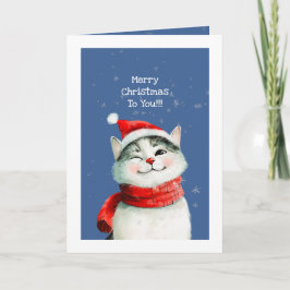 Kortet Cat Cute God jul Helgkort
