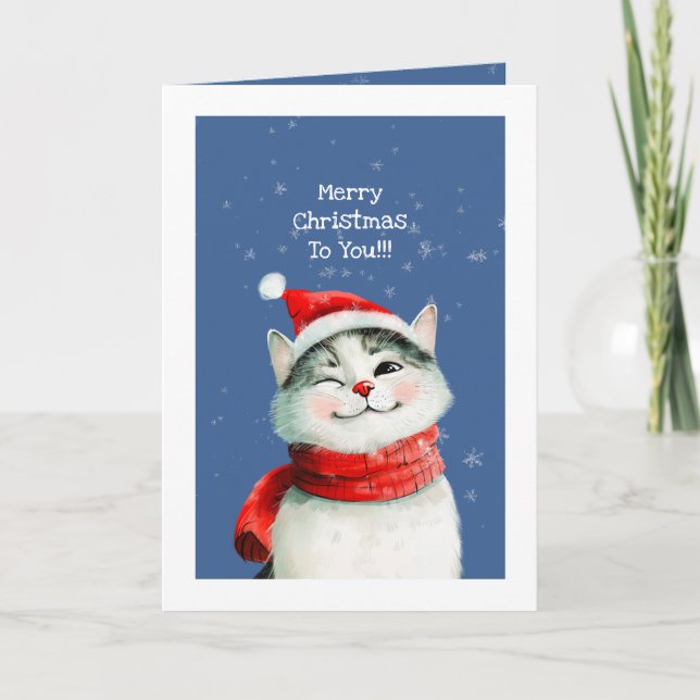Kortet Cat Cute God jul Helgkort (Framsida)