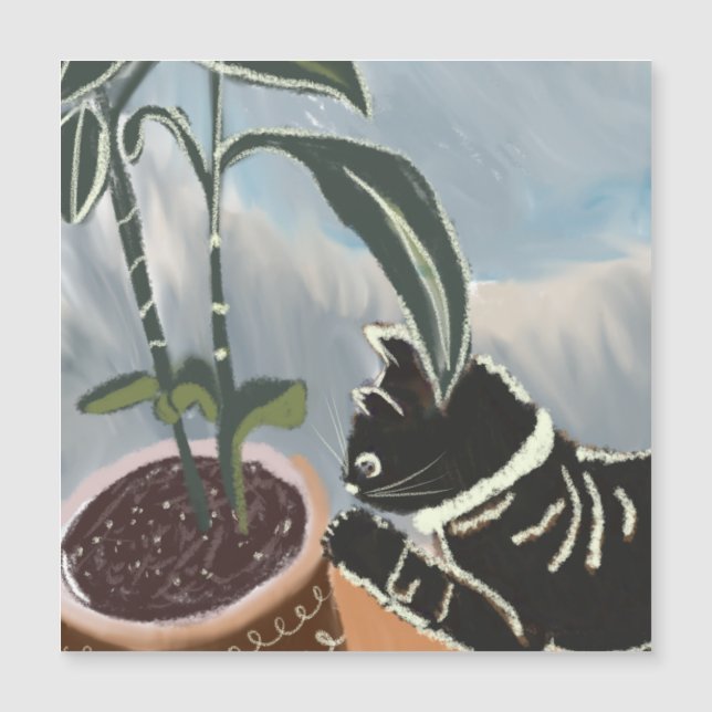 Kortet Cat Wating House Plants Card (Framsida)