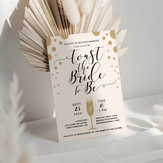 Kortet | Champagne Bubbles-Möhippa Inbjudningar (Toast The Bride | Champagne Bubbles Bridal Shower Invitation)
