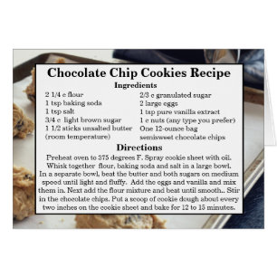 Kortet Chocolate Chip Cookie Recipe Hälsningskort