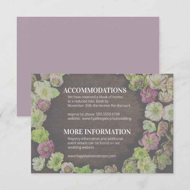 Kortet CLASSIC Garden Hellebore-informationskort Inbjudningar (Fram/baksida)