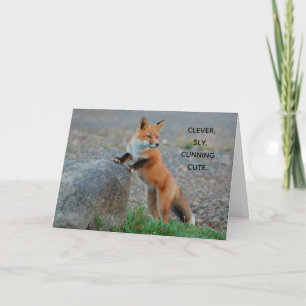 Kortet Clever Sly Cuning Cute Fox Greeting Card Kort