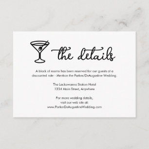 Kortet Cocktail-Bröllop Information - detaljförslu Tilläggskort