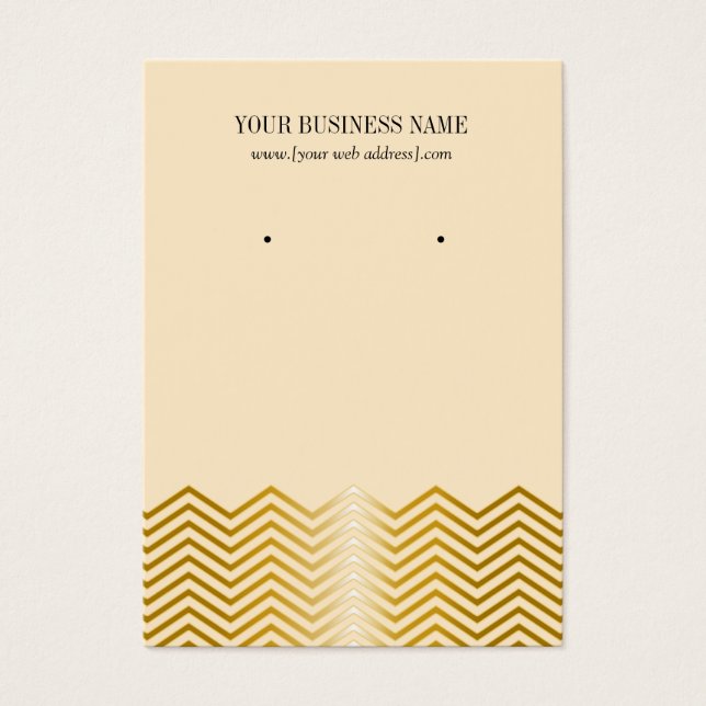 Kortet Cream Guld Chevron Anpassningsbar Earring C Visitkort (Framsidan)