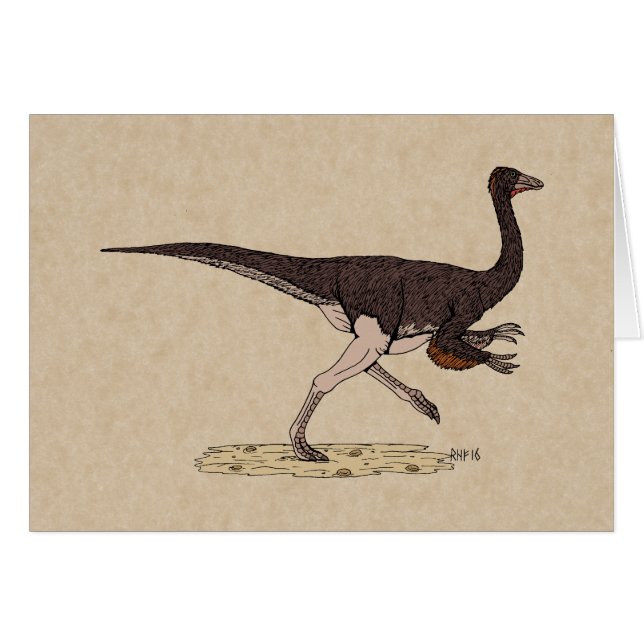 Kortet Cretaceae Dinosaur Ornithomimus Hälsningskort (Framsidan Horizontal)