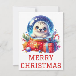 Kortet Cute Baby säl för jul Julkort
