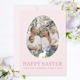 Kortet Cute Bunny Baby Rosa Egg Shape Photo Påsk Julkort
