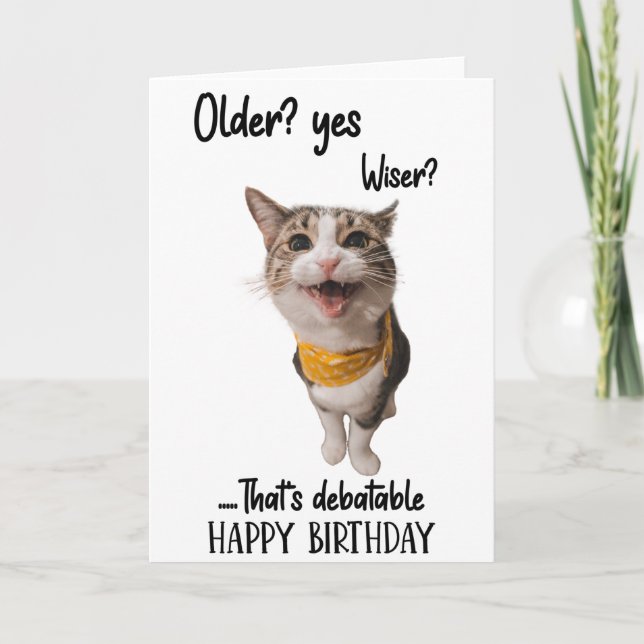 Kortet Cute Cat Birthday Greeting Card Kort (Framsida)