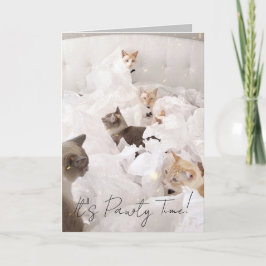 Kortet Cute Cat Pawty Time Birday Greeting Card Kort