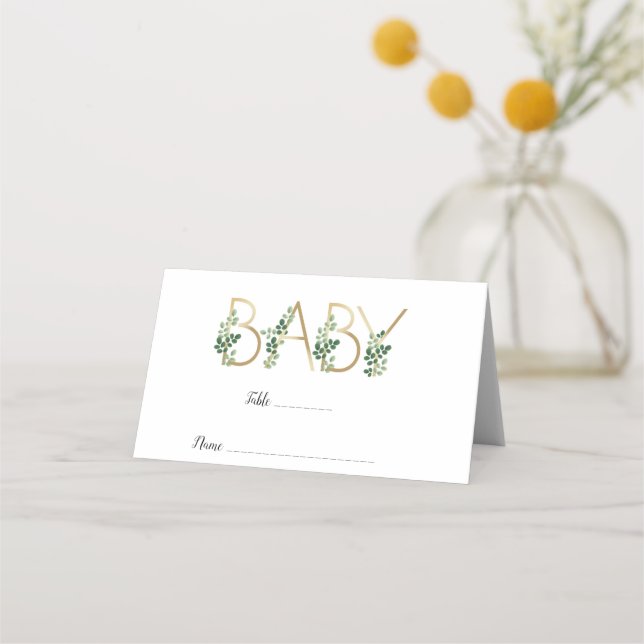Kortet Cute Elegant Baby Slogan Baby Shower Place  Placeringskort (Framsida)