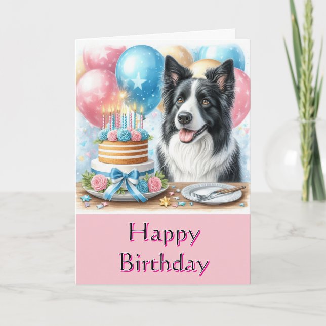Kortet Cute Grattis på födelsedagen Gräns Collie G Kort (Framsida)